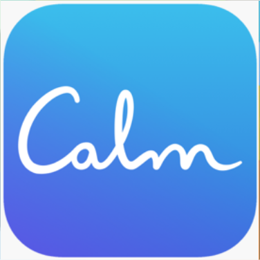 A blue square with the word calm written in it.